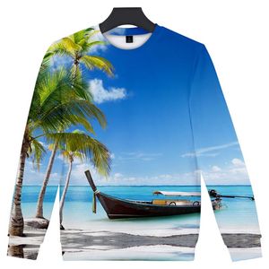 Heren Hoodies Sweatshirts Coconut Tree Beach mannen/vrouwen Capless Sweatshirt Hooded Mens Ocean Sky Mooie kust uitzicht Hoody Herfst Winter