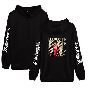 Sweat-shirt à capuche pour hommes, Code Geass, fermeture éclair, mode, décontracté, coton, Streetwear Harajuku, 2021