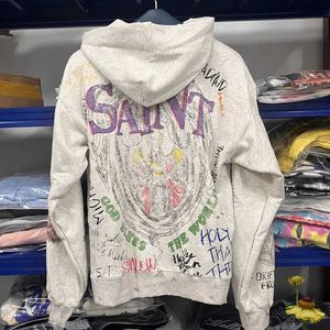 Heren Hoodies Sweatshirts Kleur Graffiti Volledige print Saint Michael Hoody Hoge kwaliteit Echte foto Heren Dames Straat Hiphopstijl SAINT-trui J240120