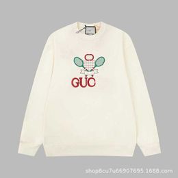 Sudaderas con capucha para hombre Sudaderas Edición correcta G Familia Otoño Invierno Raqueta de tenis Moda bordada Instagram suelto y suéter de cuello redondo de lana para mujer 9O4Y