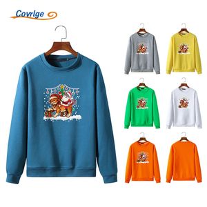 Sweats à capuche pour hommes Sweatshirts Covrlge Sweat à capuche pour hommes Noël drôle chat imprimé automne hiver mode décontractée hommes sweat-shirt à col rond Streetwear mâle MWW355 231205