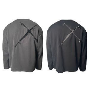 Heren Hoodies Sweatshirts Cross Star Zipper Scars Lange Mouw Splice gedeconstrueerd Sweatshirt Eavy Duty Double Layer Round Neck Pullover voor mannen en vrouwen 230822