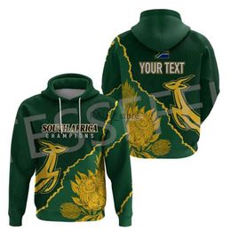 Sudaderas con capucha para hombre Nombre personalizado África País Sudáfrica Flores Bandera Tatuaje Retro Chándal 3DPrint Harajuku Casual Jersey Chaqueta Sudaderas con capucha X10L231122