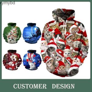 Sweats à capuche pour hommes Sweatshirts Design client 3D Noël Animal Print Sweat à capuche Pull Nouvelle Mode Couples Hommes Femmes Unisexe Lâche Veste Casual Tops