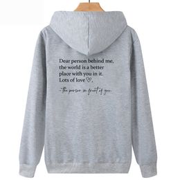 Herenhoodies Sweatshirts Beste persoon achter mij Hoodie De wereld is een betere plek Sweatshirt met capuchon Geestelijke gezondheid Truien Unisex Be Kind Top 230824