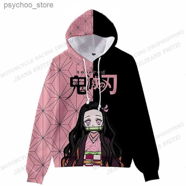 Sweats à capuche pour hommes Sweatshirts Demon Killer 3D imprimé oreille à capuche mode femme sweat à capuche Anime Q230822