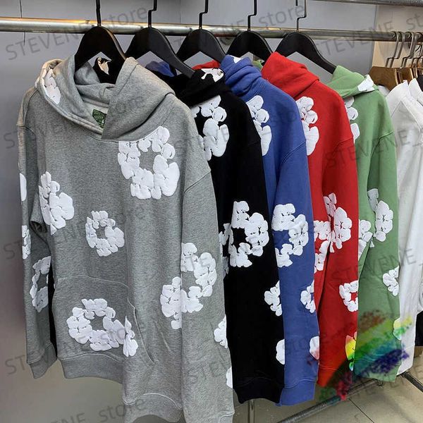 Heren Hoodies Sweatshirts Denim Tranen Trui Met Capuchon Mannen Vrouwen Paar Kapok Bladerdeeg Print Hoodie Beste Kwaliteit Sweatshirts T231215