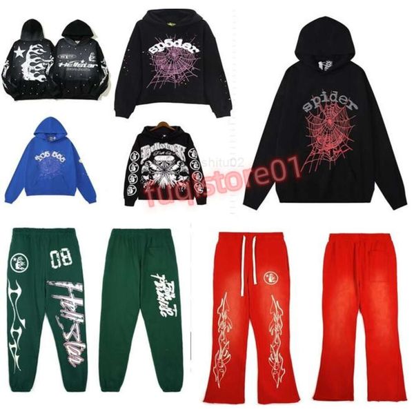 Sweats à capuche pour hommes Sweatshirts Designer Sweat à capuche Hellstar Hommes Spiderweb Star Flash Manches longues Street Hip-hop Bleu Rouge Gris Noir Blanc Yogas à 2XL