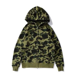 Heren Hoodies Sweatshirts Designer Shark Full Zip Hoodie Crazy Face Jacket Big ABC Felpa Camo Grid ape Hoody Heren Dames Rits Jogger Z230726