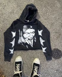 Sweats à capuche pour hommes Sweatshirts Devil Print Jacket American Street Trend Sweat à capuche surdimensionné pour hommes Y2K Rock Gothic Punk Loose Pull Sweatshirt Men 231206