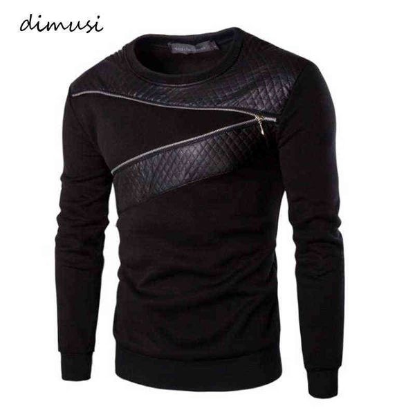 Men's Hoodies Sweatshirts DIMUSI cuir veste à capuche patchwork hommes fermeture éclair décoration à manches longues sweat hauts hommes loisirs à capuche vêtements 4XL 5XL TA233