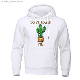 Heren Hoodies Sweatshirts Don't Touch Me Stekelige Cactus Afdrukken Kleding Mannen Mode Pullover Hoodies Crewneck Hip Hop Sweatshirt Warme Losse Heren HoodyL230920