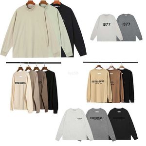 Sudaderas con capucha para hombre Sudaderas Línea doble ES flocado Camiseta de manga larga con cuello redondo y camiseta de manga larga de cachemira talla S-XL