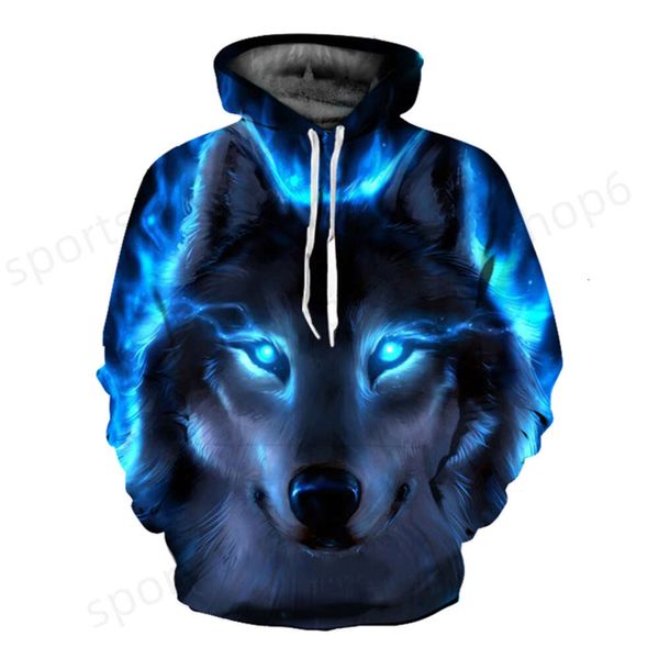 EHUANHOOD 2024 Funny Wolf Sweat à capuche pour homme 3D Sweat Harajuku Sweat à capuche Anime Survêtement 3D Manteau d'impression Veste décontractée Pull à capuche