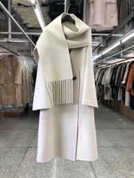 Sweats à capuche pour hommes Sweatshirts élégant grand col écharpe corne bouton manteau femmes lâche mode coréenne longue veste d'hiver 231207