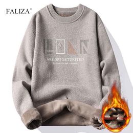 Sweats à capuche pour hommes Sweats FALIZA Hiver Hommes Pulls Ras Du Cou En Tricot Épais Chandails Chauds Haute Qualité Confortable Couple Pull Pull Hommes Vêtements 230821