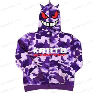 Heren Hoodies Sweatshirts Mode Gengar Gengho Harajuku 3D Capuchon Casual Mode Heren en Dames Trui Rits Geborduurd Heren T230323