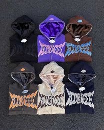 Heren Hoodies Sweatshirts Mode Gothic kleur letter print hoodie dames Y2K2023 lente en herfst losse casual all-match rits trui kleding heren T231117
