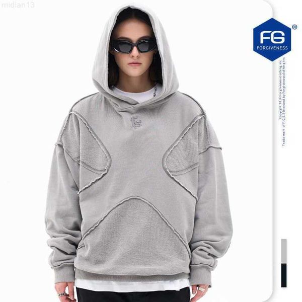 Sudaderas con capucha para hombre Sudaderas Fgss Wear | 2023 Otoño/Invierno nueva marca de moda personalizada diseño de coche inverso artesanía Color sólido High Street suéter con capucha para Menego8