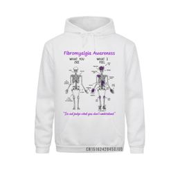 Heren Hoodies Sweatshirts Fibromyalgia Bewustzijn Wat je ziet, ik voel skeletpullover For Women Street 2022 Wintermen's