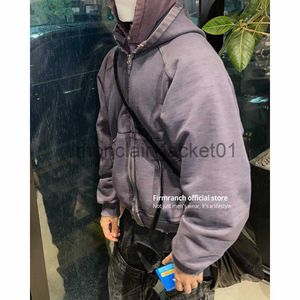 Heren Hoodies Sweatshirts Firmranch Nieuw Archief Wookvibe 23SS Zip Up Paarse Hoodie Mannen Vrouwen Wassen Oud Sweatshirt Lente Herfst Cleanfit Gratis Verzending J231012