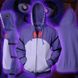 Heren Hoodies Sweatshirts FNAf Cosplay Come Hoodie Warm Bear Print Coat Jacked Autumn Winter Grappige Hooded G221008