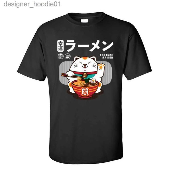 Sweats à capuche masculine Sweatshirts FORTUNE LA LAMIAN NOODLES 100% COTTON HOMME T-shirt à manches courtes T-shirt Summer / Automne T-shirt mignon Cat Face C240412