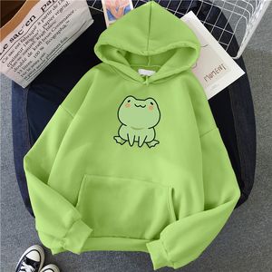 Sweats à capuche pour hommes Sweatshirts Frog Sweatshirt Vêtements amples Harajuku Manches longues À capuche Kawaii Sweat à capuche pour filles Poche d'hiver Vert 230308