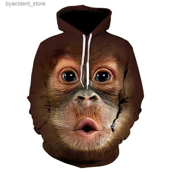 Sweats à capuche pour hommes Sweatshirts Funny Animals 3D Print Hoodies Gorilla Pig Streetwear Hommes Femmes Mode Surdimensionné Sweatshirts À Capuche Enfants Pulls Homme Vêtements L240315