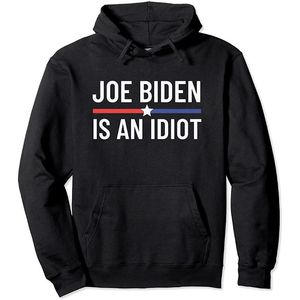 Herenhoodies Sweatshirts Grappig Anti Joe Biden is een Idiot Pro America Political Pullover Hoodie