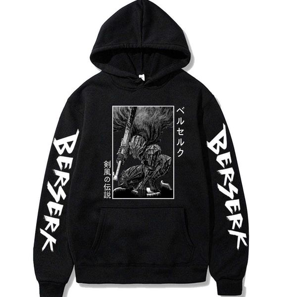 Sudaderas con capucha para hombre, divertidas sudaderas con capucha de Anime japonés Berserk Guts, ropa de calle Unisex de Manga para hombre, jersey para hombre G221008