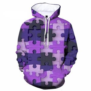 Hoodies voor heren Sweatshirts Grappig puzzelontwerp Grafisch Kleurrijke puzzel 3D-geprinte hoodie voor heren Kleding Splicing Joint Jongen trainingspak Y2k Tops 231219