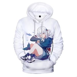 Sudaderas con capucha para hombre Sudaderas Gawr Gura Anime Vtuber Kawaii Girls Ropa informal con impresión 3D Hombres Mujeres Sudadera con capucha de gran tamaño Chándales para niños