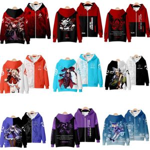 Sweats à capuche pour hommes Genshin Impact Cosplay Costume Amber Lisa Kaeya Klee Diluc Venti Paimon Zhongli Keqing Unisexe 3D Sweat à capuche Zipper H