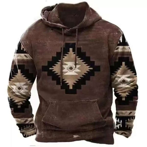 Sudaderas con capucha para hombre Sudaderas con estampado geométrico Sudadera étnica Hombres Sudadera con capucha de retazos azteca occidental Patrón tradicional Jersey Mujer Hiphop Ropa africana 597