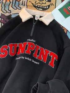 Sweats à capuche pour hommes Sweats Gmiixder American Zipper Revers Shirt Printemps Automne Preppy Vintage Lettre Tops Unisexe Harajuku Hip Hop Veste À Manches Longues 221129