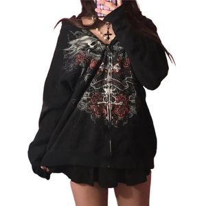 Sudaderas con capucha para hombre Sudaderas Sudadera gótica Mujer 2000s Hada Grunge Estampado de calavera Manga larga Tops con capucha Y2K Sudadera con capucha estética Ropa de gran tamaño Streetwear 231219