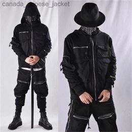 Heren Hoodies Sweatshirts Guochao Dark Ninja kleding multi-pocket functionele Hoodie heren losse rits jas tactische hoodieL230920