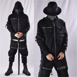 Heren Hoodies Sweatshirts Guochao Dark Ninja kleding multi-pocket functionele Hoodie heren losse rits jas tactische hoodie 230829