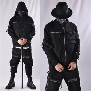Heren Hoodies Sweatshirts Guochao Dark Ninja kleding multipocket functionele Hoodie heren losse rits jas tactische hoodie 231219