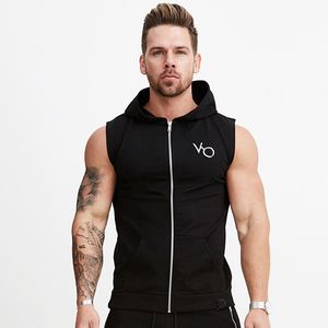 Sweats à capuche pour hommes Sweats Gym Fitness Sweat à capuche pour hommes Sweat sans manches Bodybuilding Workout Coton Zipper Gilets Manteau Homme Casual Sportswear À Capuche 230715