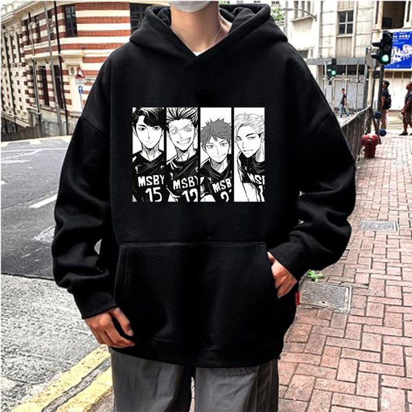 Sweats à capuche pour hommes Sweatshirts Haikyuu Imprimé Janpanese Anime Bokuto Manga Hooded Men Funny Cartoon Casual Pullover Winter Male SweatshirtMen '