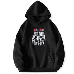 Heren Hoodies Sweatshirts Halloween The Walking Dead Hoodies Horror Scary Print Men Vrouw Y2K Hoodie Streetwear Sweatshirts Harajuku pullovers kleding 240424