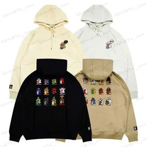 Sweats à capuche pour hommes Sweatshirts Harajuku 12 fantômes mignons rue broderie sweats à capuche en peluche coréen y2k vêtements surdimensionné sweat à capuche anime nouveaux hauts T240126