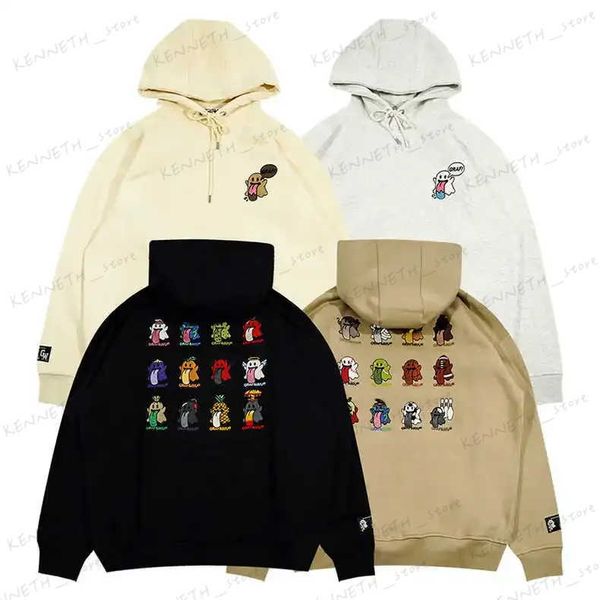 Sudaderas con capucha para hombres Sudaderas Harajuku 12 Fantasmas lindos Calle Bordado Sudaderas con capucha Felpa suelta Coreana Y2K Ropa Sudadera de gran tamaño Anime Sudadera con capucha Nuevas tapas T240126