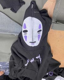 Heren Hoodies Sweatshirts Harajuku Hoodie Geen Gezicht Man Anime Print Losse Rits Oversized Streetwear Y2k Paar Tops Plus Size Koreaanse Versie Herenkleding T230921