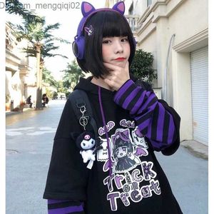 Sweats à capuche masculine Sweatshirts Harajuku Japon Sweat à capuche vintage Cartoon Print Gothic Sweat à sweat à zip pour femmes Acel mignon Y2K Street Street E-Girl Z230818