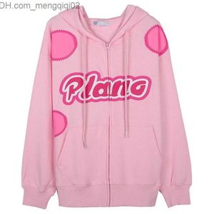 Heren Hoodies Sweatshirts Harajuku Kaii Aesthetic E-Girl Punk Zipper Gothic Pink Hoodie Damesjas Street Kleding Y2K 2000 Grunge dames Z230819