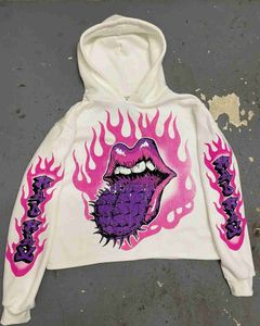Heren Hoodies Sweatshirts Harajuku streetwear Winter dameskleding oversized hoodie met vlammenprint Y2K Hiphop dames casual losse sweatshirt Goth punkyolq
