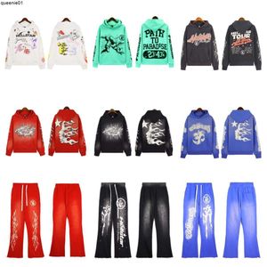 Sweat à capuche pour hommes, sweat-shirt Hell Star, chemise à capuche, pantalon, survêtement, pantalon de survêtement, manches longues, ensemble rose